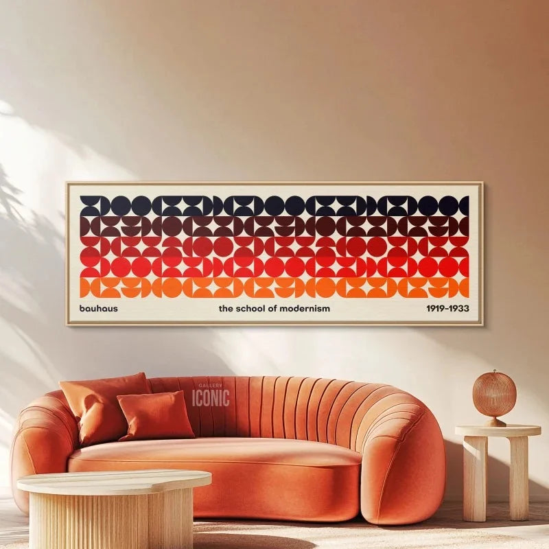 affiche moderne bauhaus géométrique abstraite orange rouge noir blanc salon chambre sans cadre toile