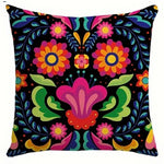 taies d'oreiller imprimées fleurs colorées moderne polyester noir 45x45cm 60x60cm decoration salon