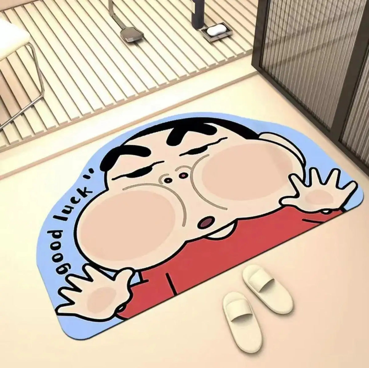 tapis bain absorbant eau rapide sec cartoon personnages shin chan géométrique bulles antidérapant