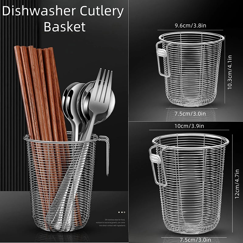 panier acier inoxydable argenté couverts baguettes drainage rapide moderne minimaliste compatible lave vaisselle