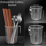 panier acier inoxydable argenté couverts baguettes drainage rapide moderne minimaliste compatible lave vaisselle