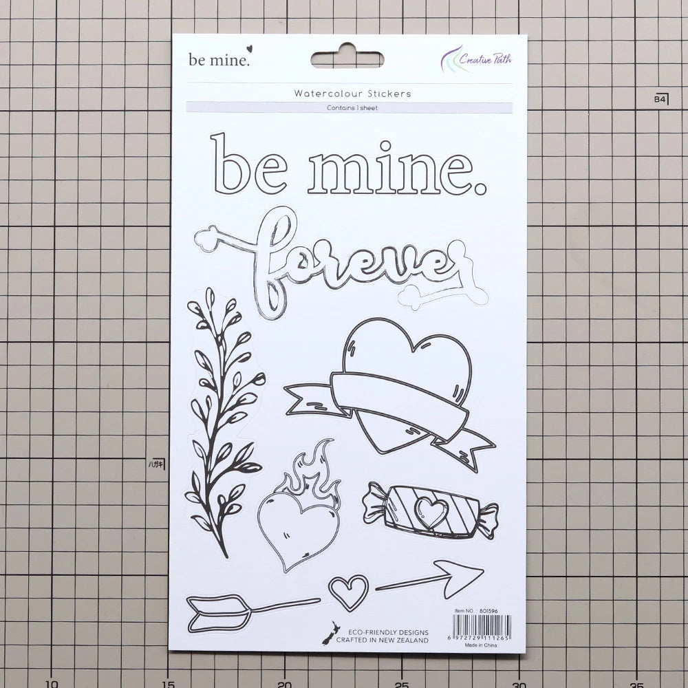 sticker aquarelle fleurs rubans coeurs diamant ancre cupcake oiseau flèche texte be mine forever
