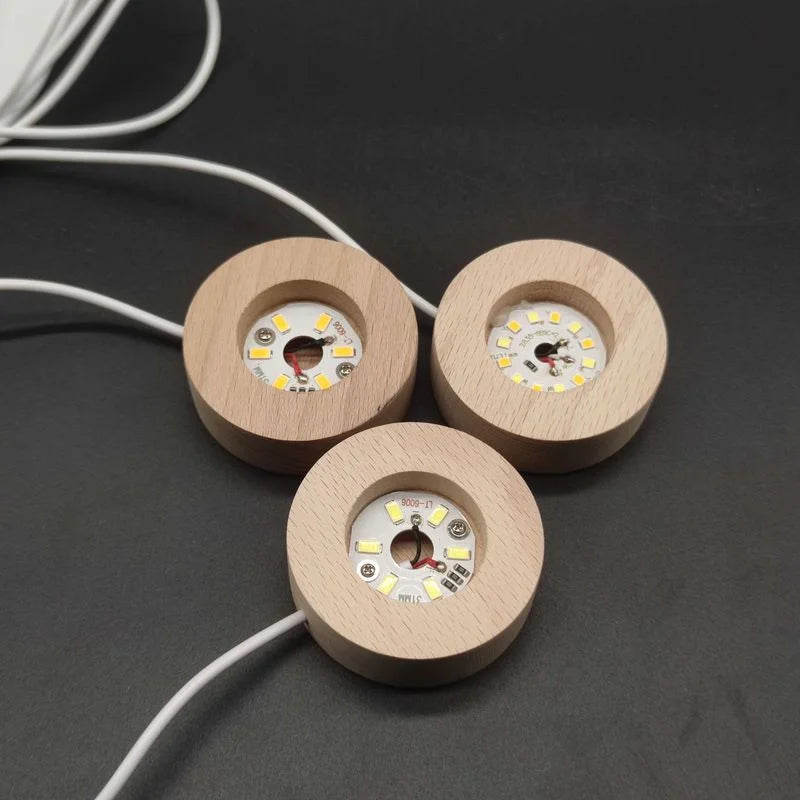 lampe led moderne transparente motifs floraux bois naturel câble usb bouton tactile minimaliste