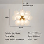 Suspension lumineuse boules vertes moderne ampoules led blanc doré floral