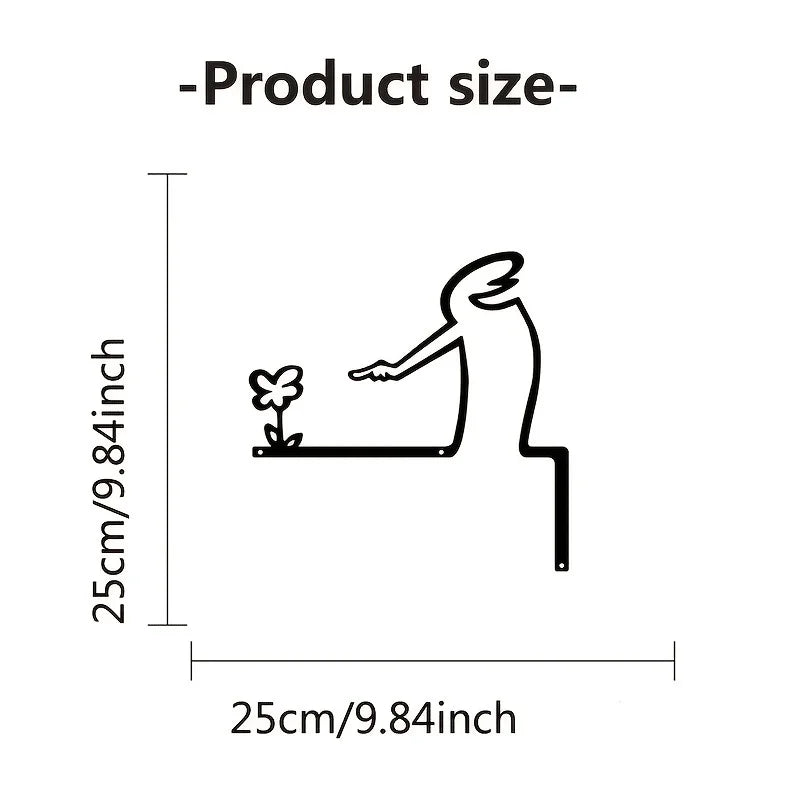 décoration murale moderne silhouette humaine toilette chat fleur papillon métal noir minimaliste