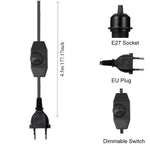 ampoule led e27 interrupteur rotatif câble noir prise eu 4.5m industriel ajustable