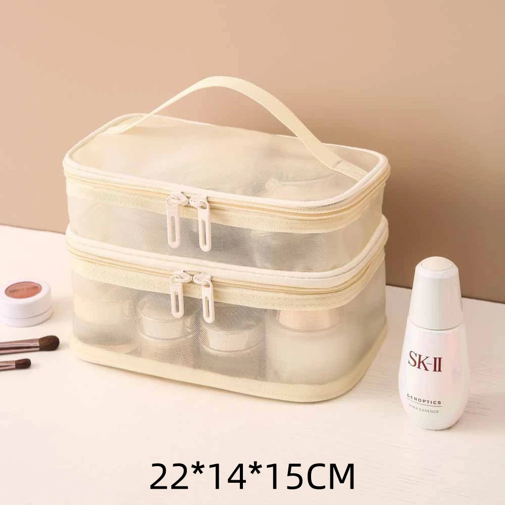 sac maquillage noir maille moderne poignée cosmétiques pinceaux maquillage rangement salle bain