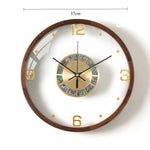 horloge murale moderne élégante face unique bois chiffres dorés aiguilles secondes quartz batterie