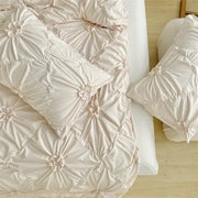 Housse de couette fleurie plissée 3D King Size 220x240 - Parure de lit double motifs floraux