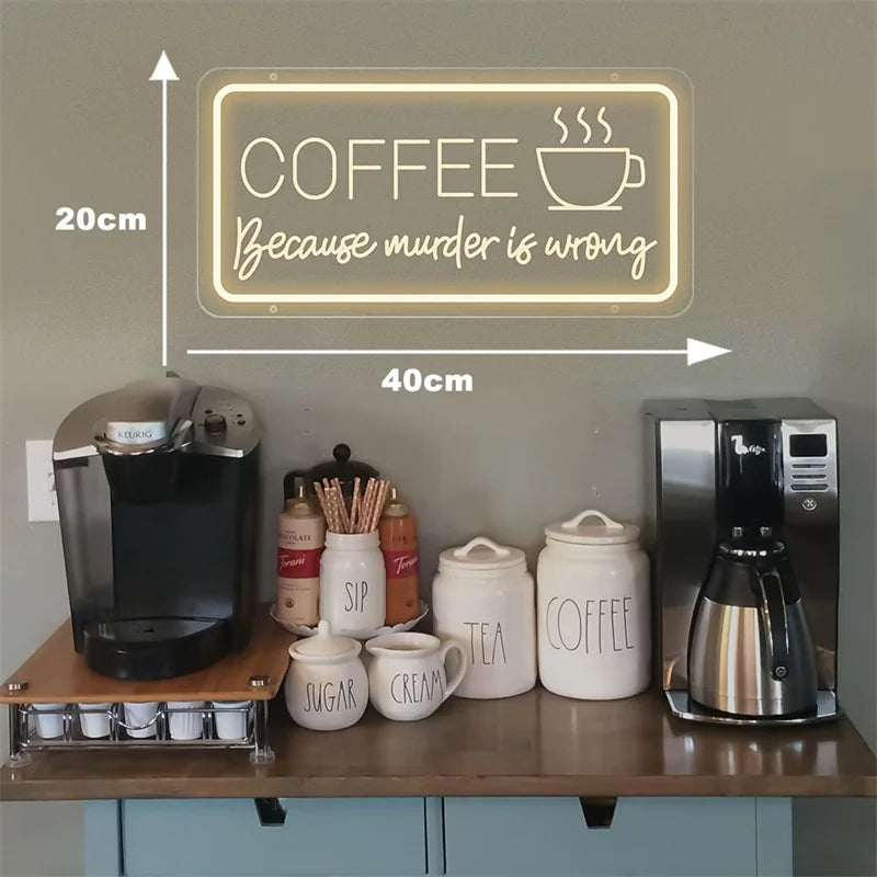 enseigne lumineuse led coffe because murder is wrong usb rose noire geometrique transparent néon