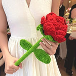 bouquets fleurs peluche rouge vert jaune marron rose crochetées intérieur mariage anniversaire
