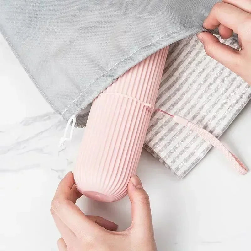 organisateur brosse dents portable rose blanc gris vert rayé moderne imperméable eco friendly PVC