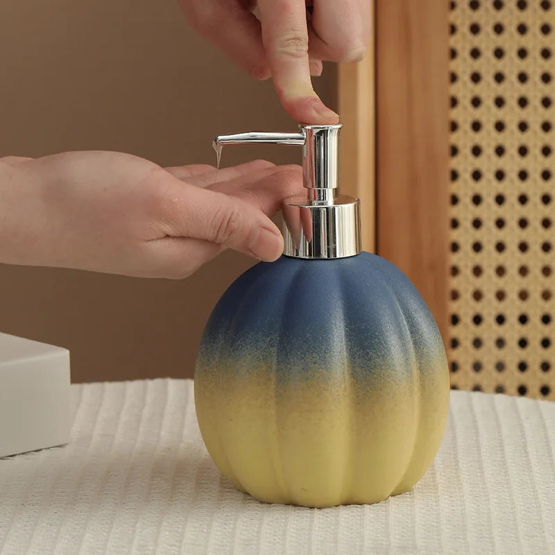 distributeur savon liquide céramique texture marbrée moderne bleu rouge vert jaune