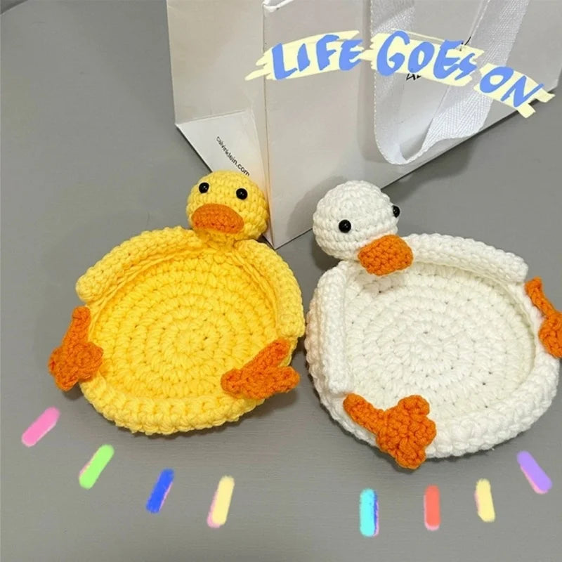 coaster crocheté blanc orange jaune créatif artisanal respectueux environnement maison