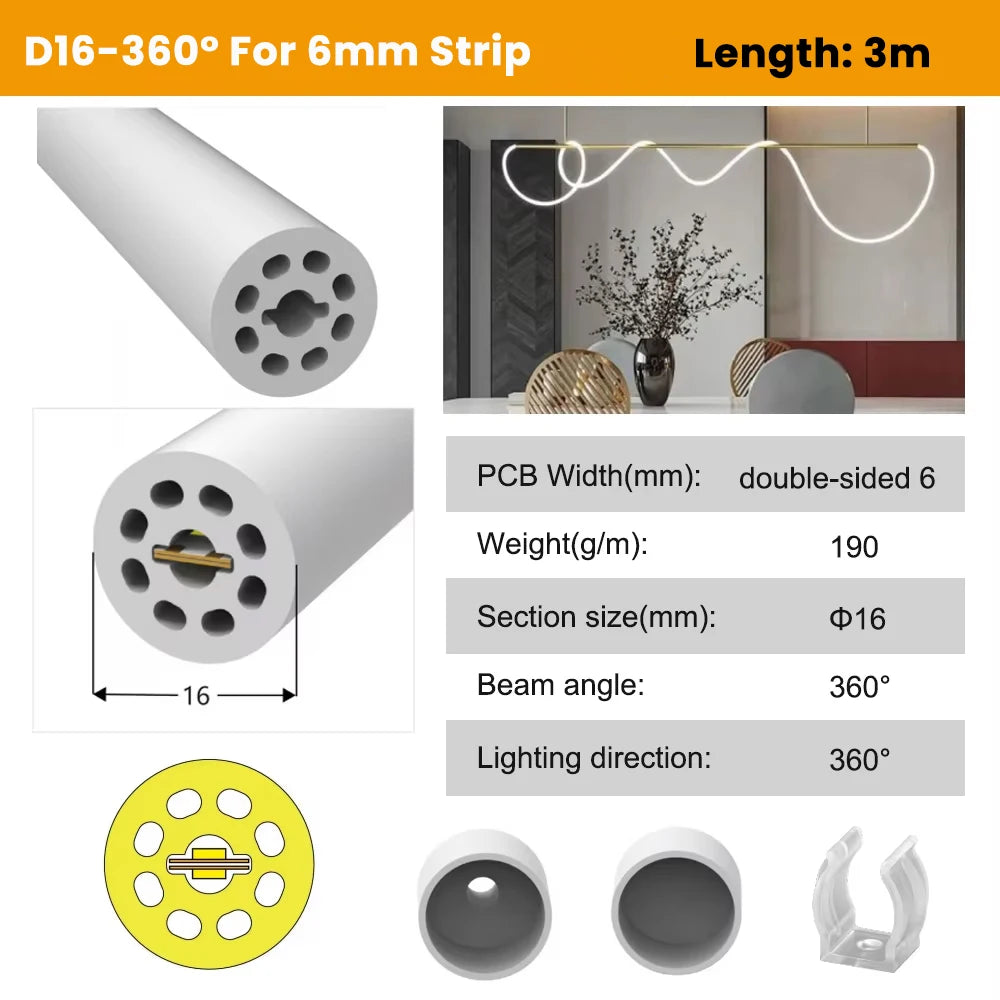 manchon silicone flexible diffuseur ruban led smd cob blanc moderne étanche éclairage intérieur