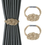 anneaux rideau tressés chanvre gris beige aimants facile utiliser décoration moderne rustique