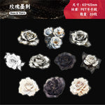 autocollants fleurs anémones roses adhésif bleu blanc doré élégants scrapbooking collage