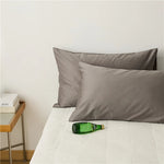 taies d'oreiller coton égyptien gris uni haute qualité maison 48x74cm respectueux environnement