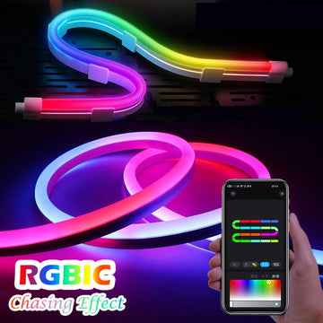 ruban led flexible multicolore rouge vert bleu violet lisse fluo moderne clips vis