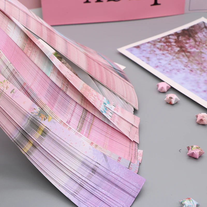 rubans décoratifs fleurs cerisier papier origami étoiles rose blanc bleu vert bricolage fête