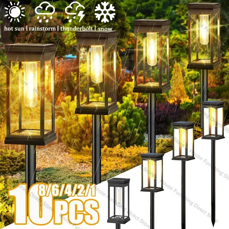 lampes solaires led étanches modernes noires transparentes jardin allée automatiquesurgence