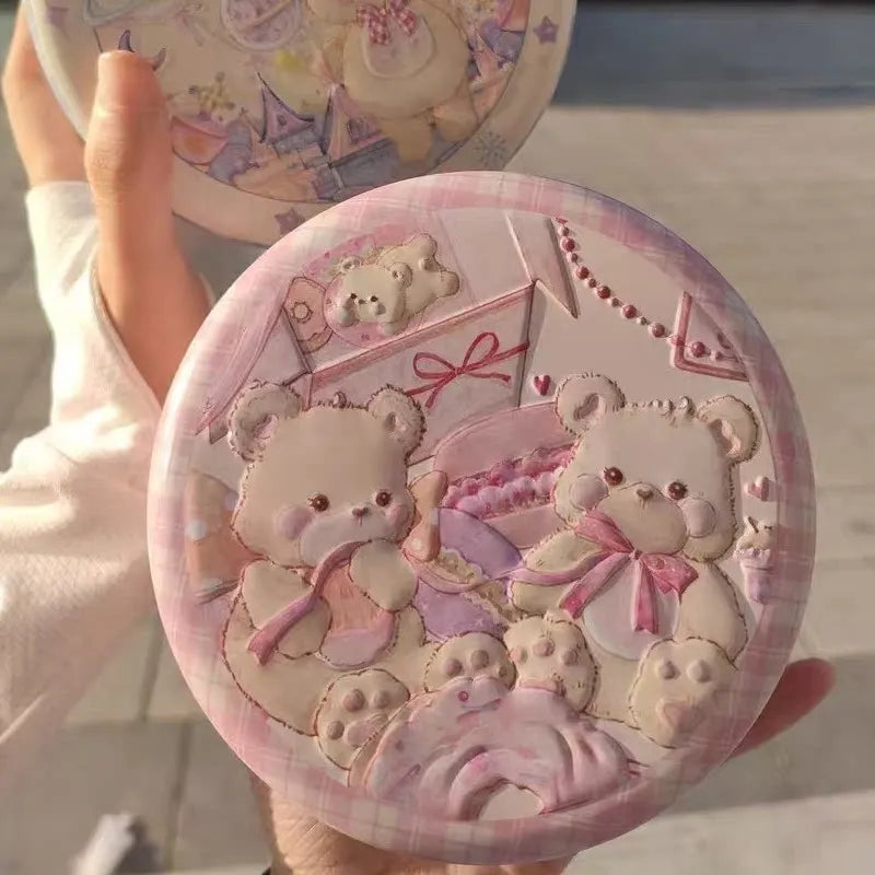 boîte biscuits ours lapin mignon dessins animés rose blanche moderne enfants festive