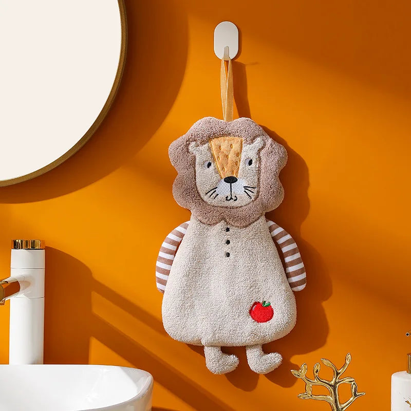 serviettes toilette animaux mignons gris beige rose douces absorbantes enfants déco chambre salon