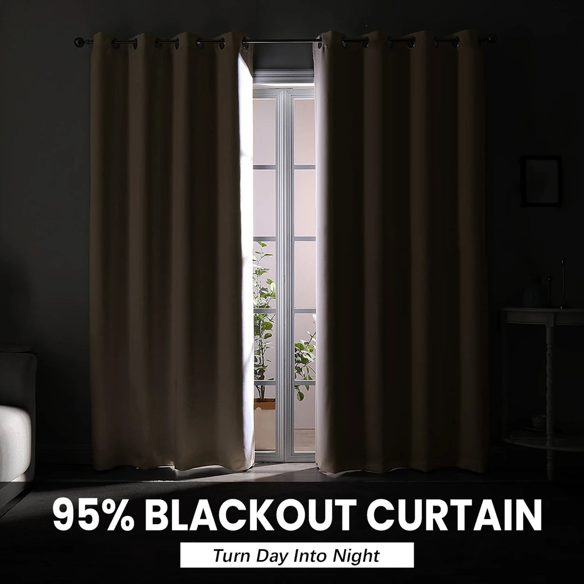 rideau moderne polyester quilted opaque beige noir maison