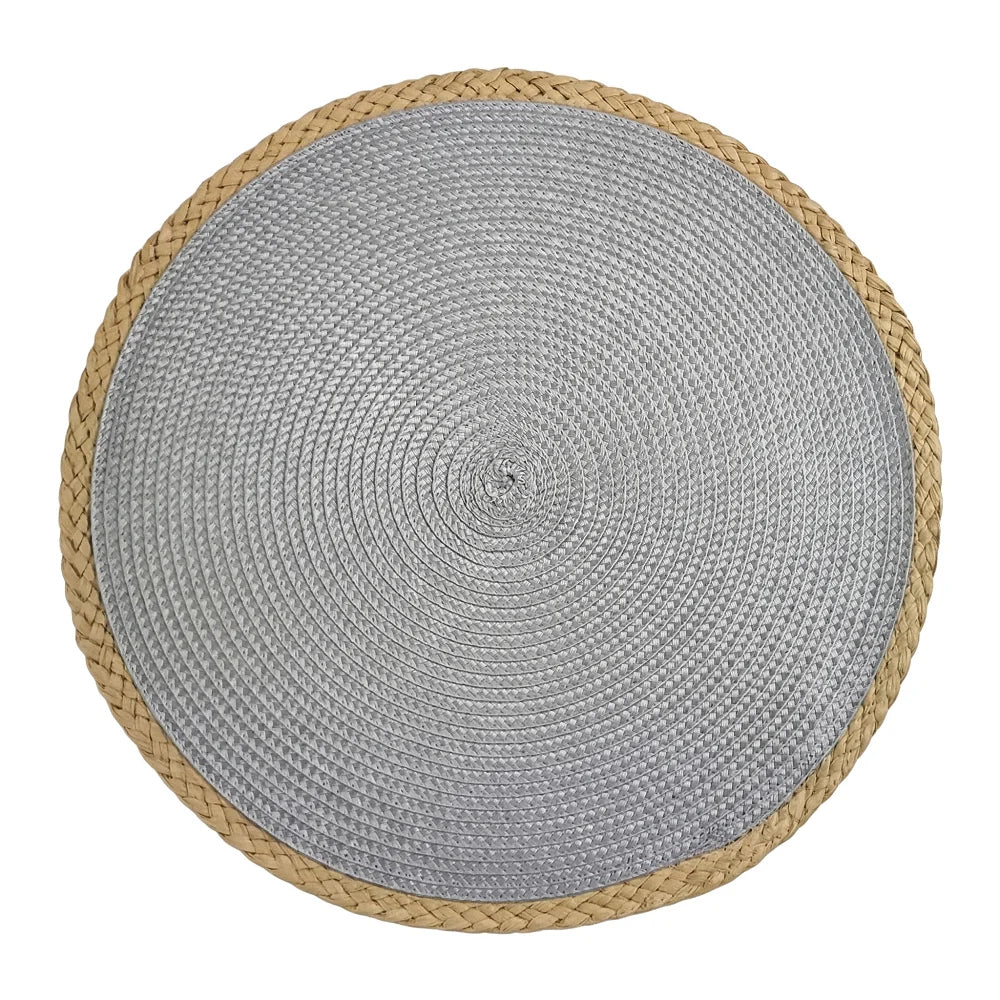 placemat tissé spirale beige gris rustique antidérapant assiette fourchette couteau thermique isolation