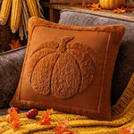 taies d'oreiller citrouille orange beige motifs imprimés jacquard doux polyester opaques maison