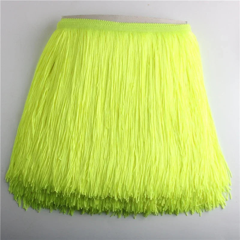 franges dentelle polyester jupe danse latine decoration partie moderne rouge noir vert bleu violet