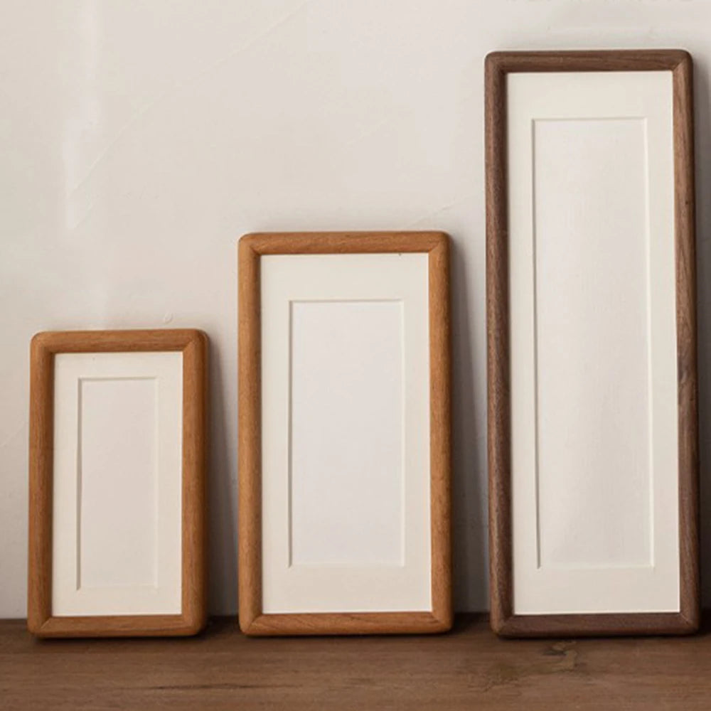 cadre photo bois minimaliste marron clair blanc decoration intérieur japonais rustique