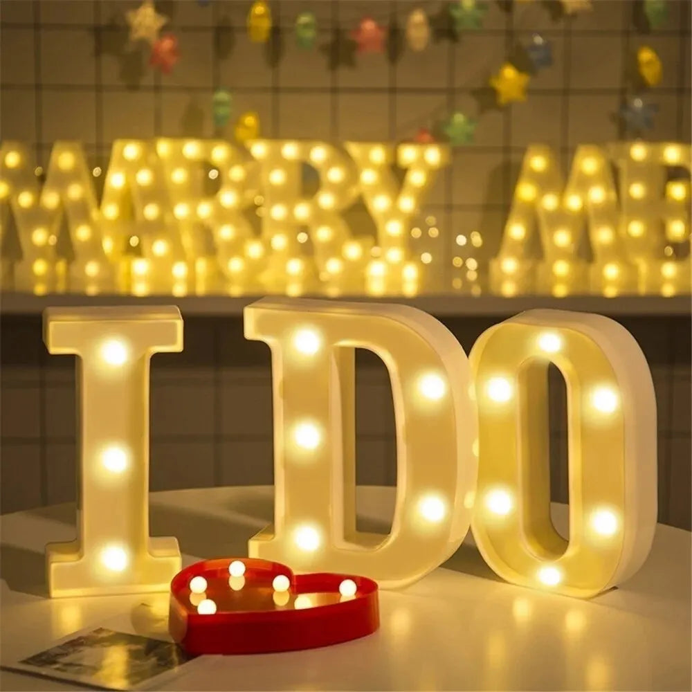 lettres lumineuses blanches rondes veilleuse deco vintage brillantes maison anniversaire noel cœur