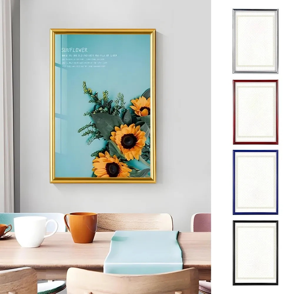 Cadre tableau A4 classique bordure géométrique couleurs bleu marine rouge doré argenté