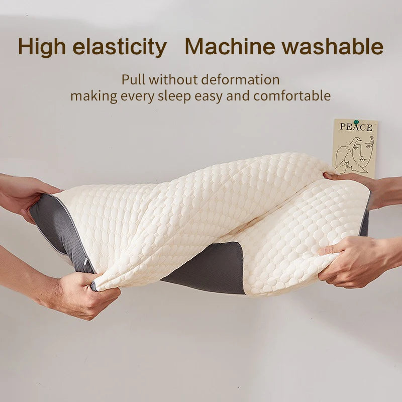coussin cervical blanc gris texture géométrique ergonomique mémoire massage literie corps qualité