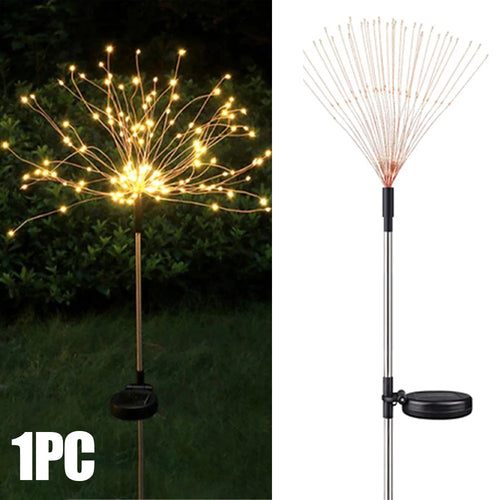 guirlande lumineuse solaire 200leds blanc doré moderne extérieure modes éclairage ip68 étanche piquet métallique