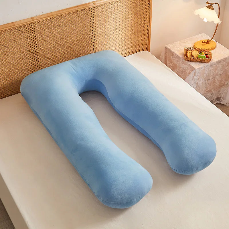 coussin maternité velours bleu clair noir gris confort polyester dimension 70x130cm