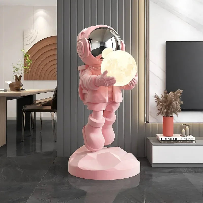 statuette astronaute résine moderne minimaliste rose bleu blanc marron violet opaque
