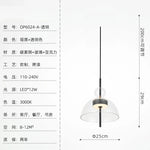 suspension lumineuse moderne transparente noir minimaliste led pendentif simple salle manger cuisine bar restaurant