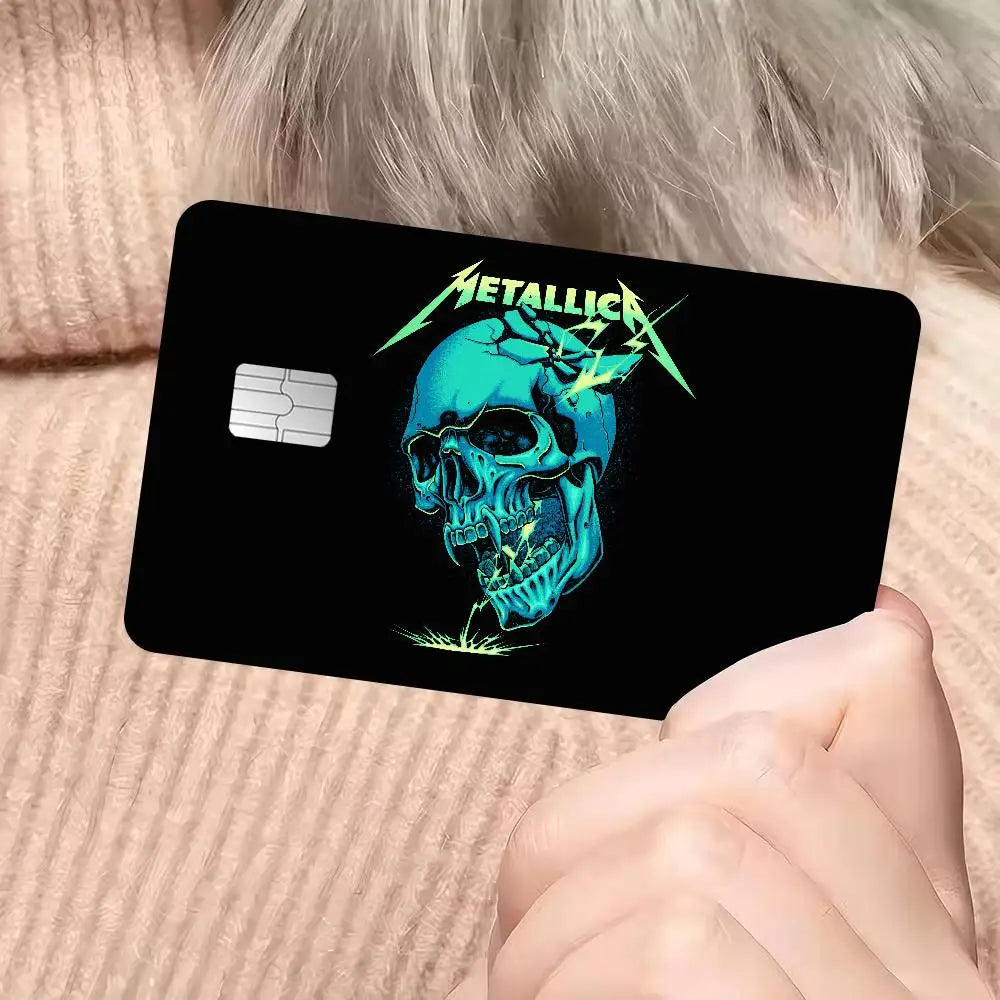 autocollants graphiques metallica cartes bancaires réutilisables waterproof noir rouge bleu