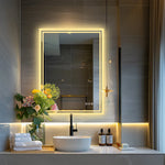 miroir bain vasque étagères moderne blanc bois élégant accessoires sallebain