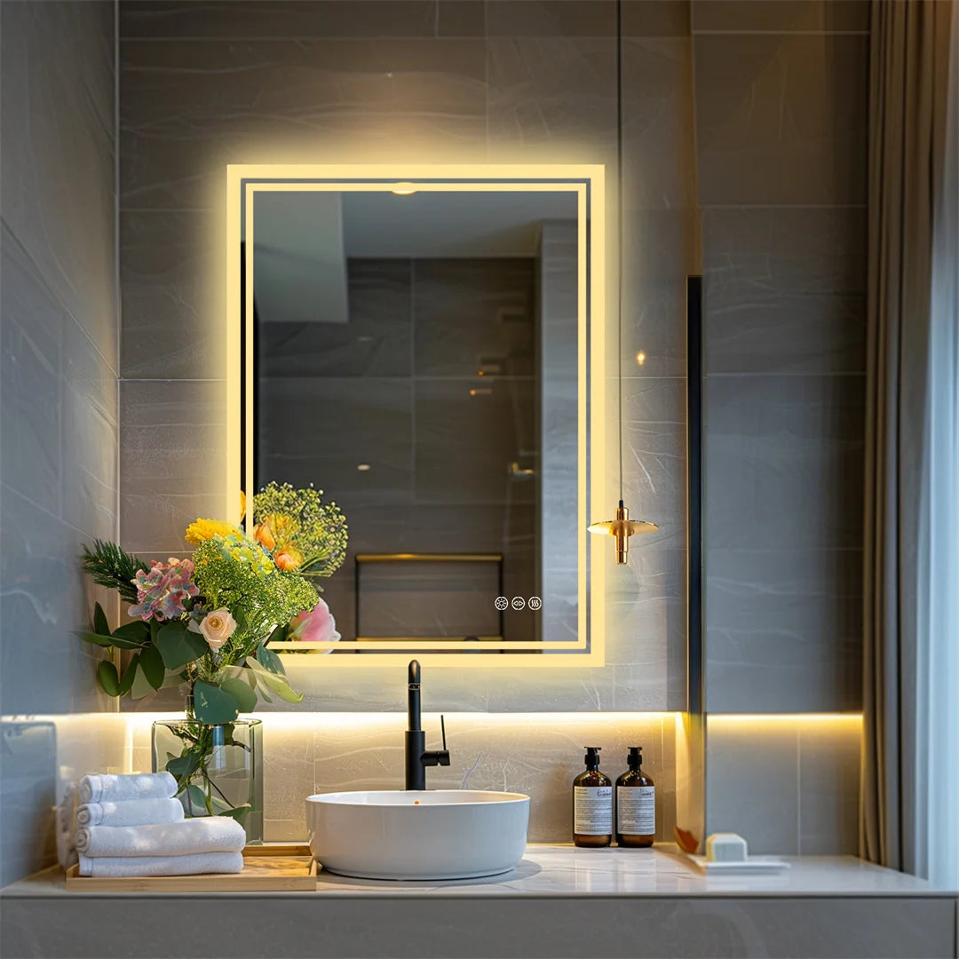 miroir bain vasque étagères moderne blanc bois élégant accessoires sallebain