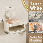 porte savon mural drainage moderne sans perçage ventouse savon blanc gris métallisé