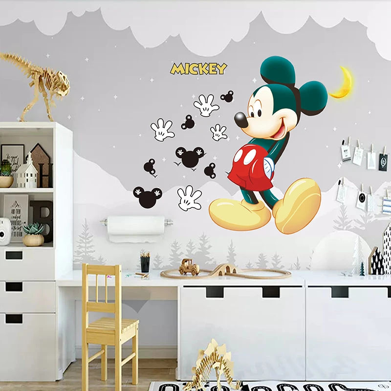autocollant mural mickey minnie mouse dessin animé décoration chambre enfant sticker mur décoratif pvc