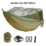 hamac nylon double taille vert olive bleu uni moderne moustiquaire sac rangement ceinture sécurité