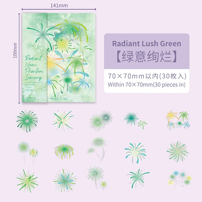 sticker floral adhésif bleu vert doré fleurs feuilles décoration carnet artisanal 40pcs