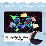 rideau moderne manette jeu noir bleu vert jaune rose violet pliés 200x115cm