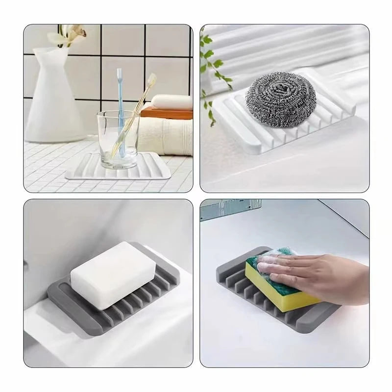 support savon adhésif moderne rayures horizontales gris blanc vert orange bleu opacité