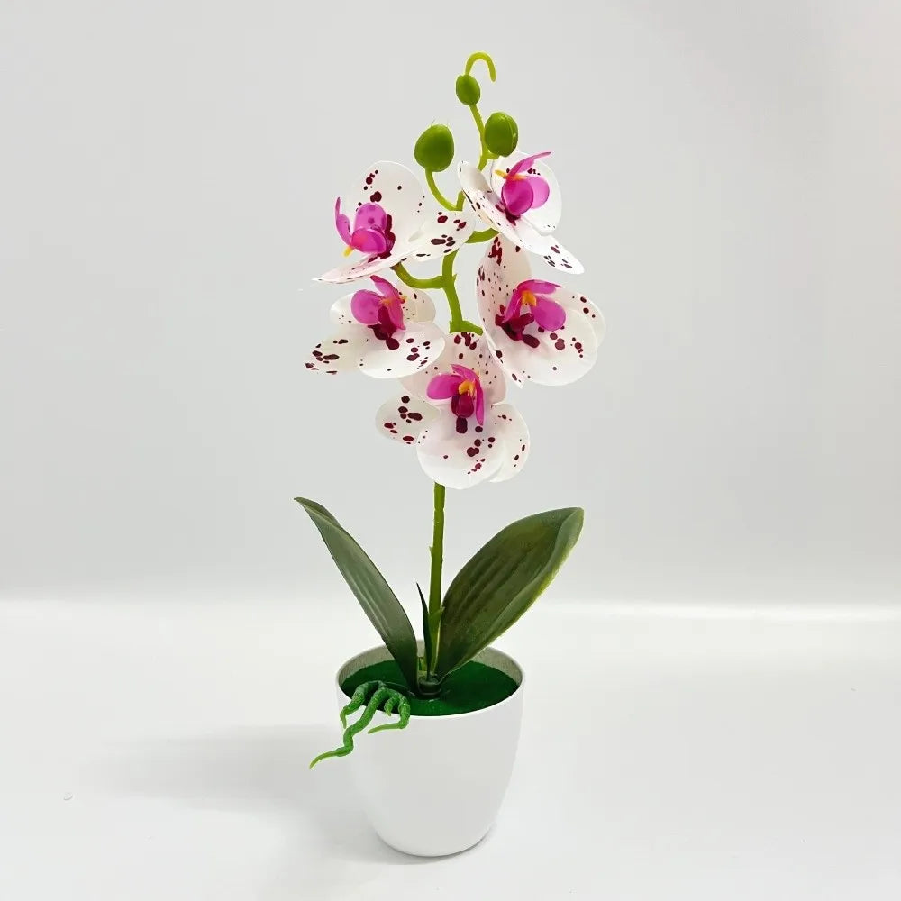 Orchidée artificielle rose pot blanc fleurs blanches intérieur décoration moderne salon événement