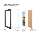 cadre photo noir contemporain bois synthétique 21x29.7cm verre mur fixe